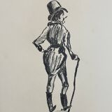 Signed charcoal portrait painting of a man “GENTLEMAN”