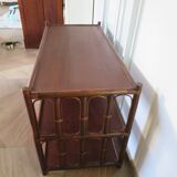 Retro-Side table-vinyl furniture-wood, rattan and bamboo-80s