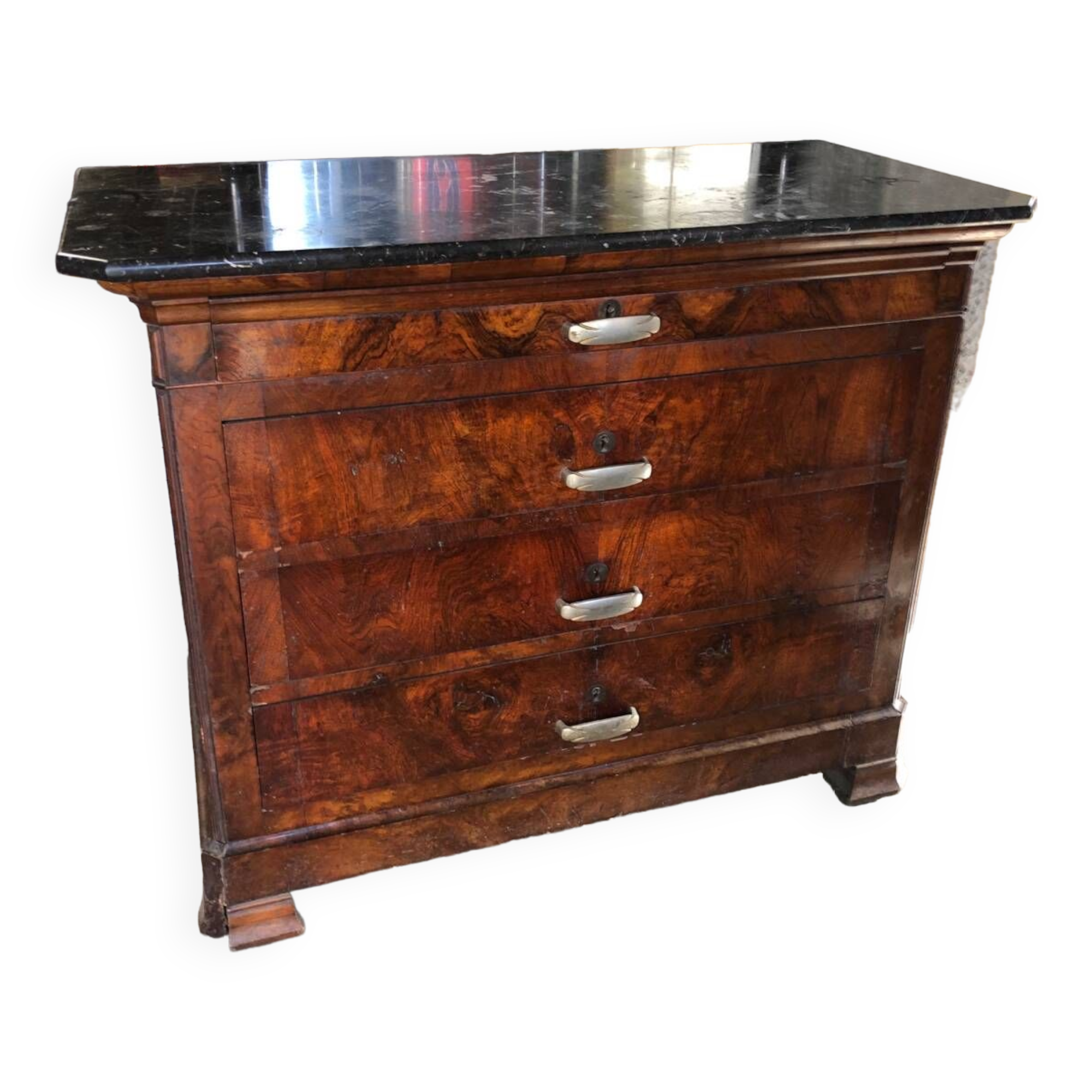 Commode ancienne avec plateau marbre noir