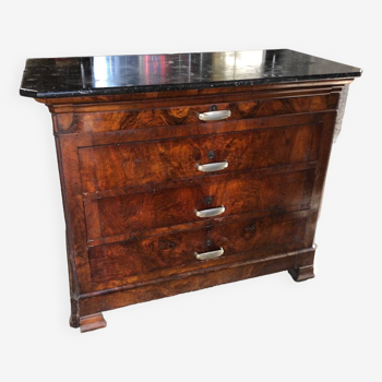 Old chest of drawers with black marble top