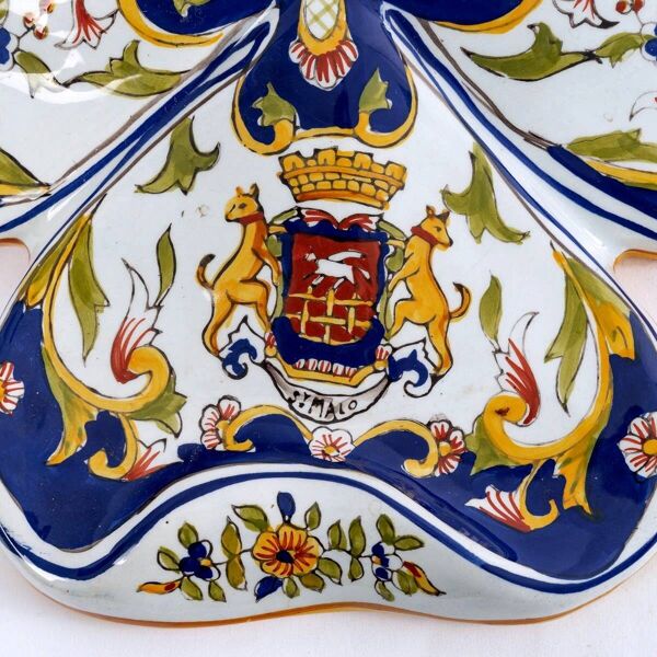 Vase Mural en faïence  de Desvres - Trèfle à Trois Feuille  - époque : XXème Siècle