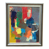 Original Swedish Oil on Panel – Conversations by Rolf Ostermann – Dated 199
