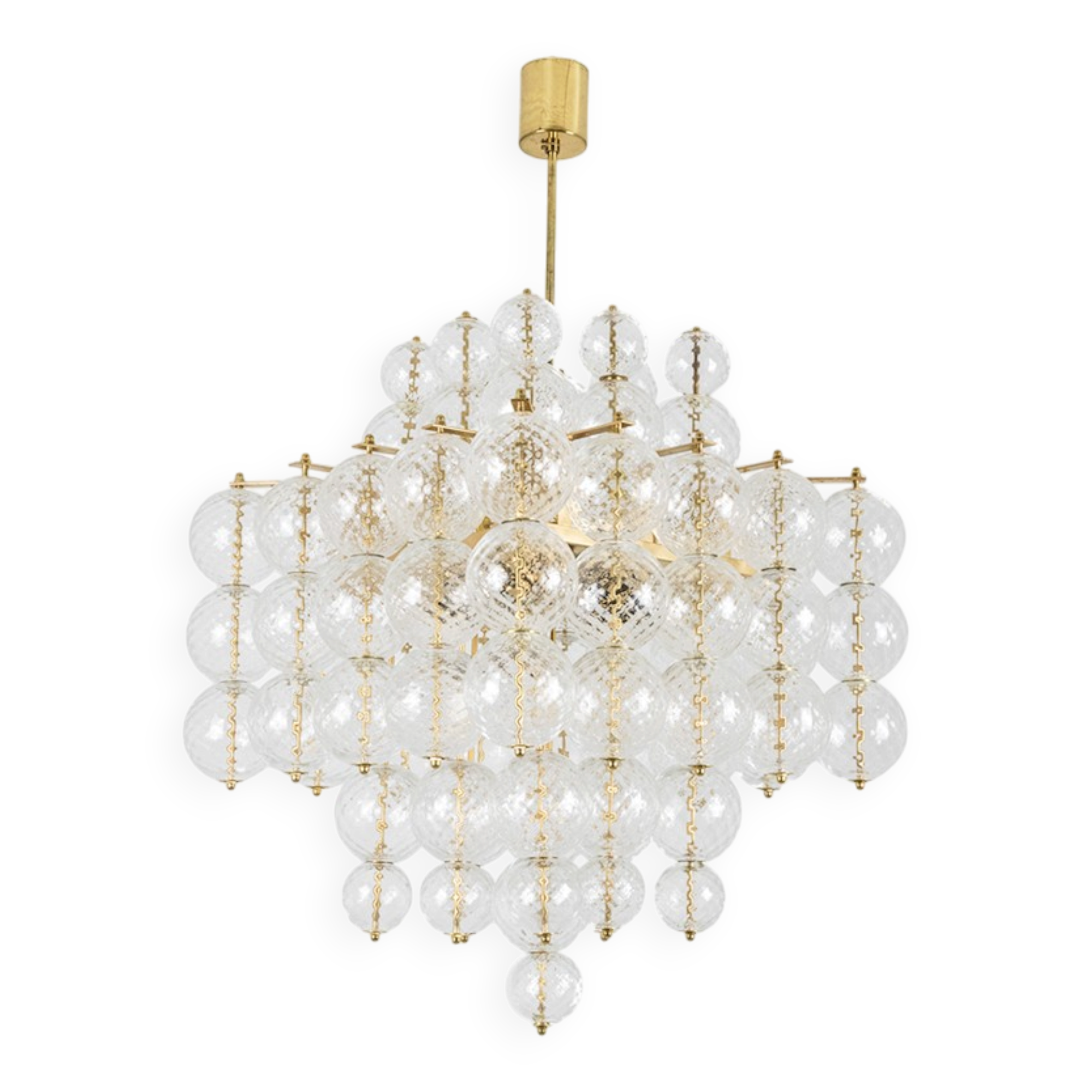 Kamenický Šenov. Glass blown chandeliers and gilded brass. 1970s.
