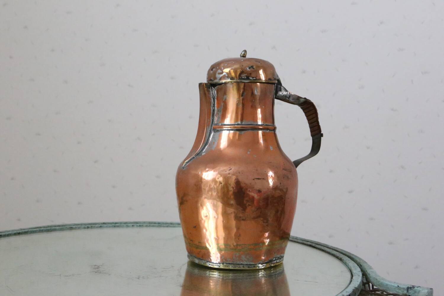 Antique coquemar, pitcher, antique copper, 19th century