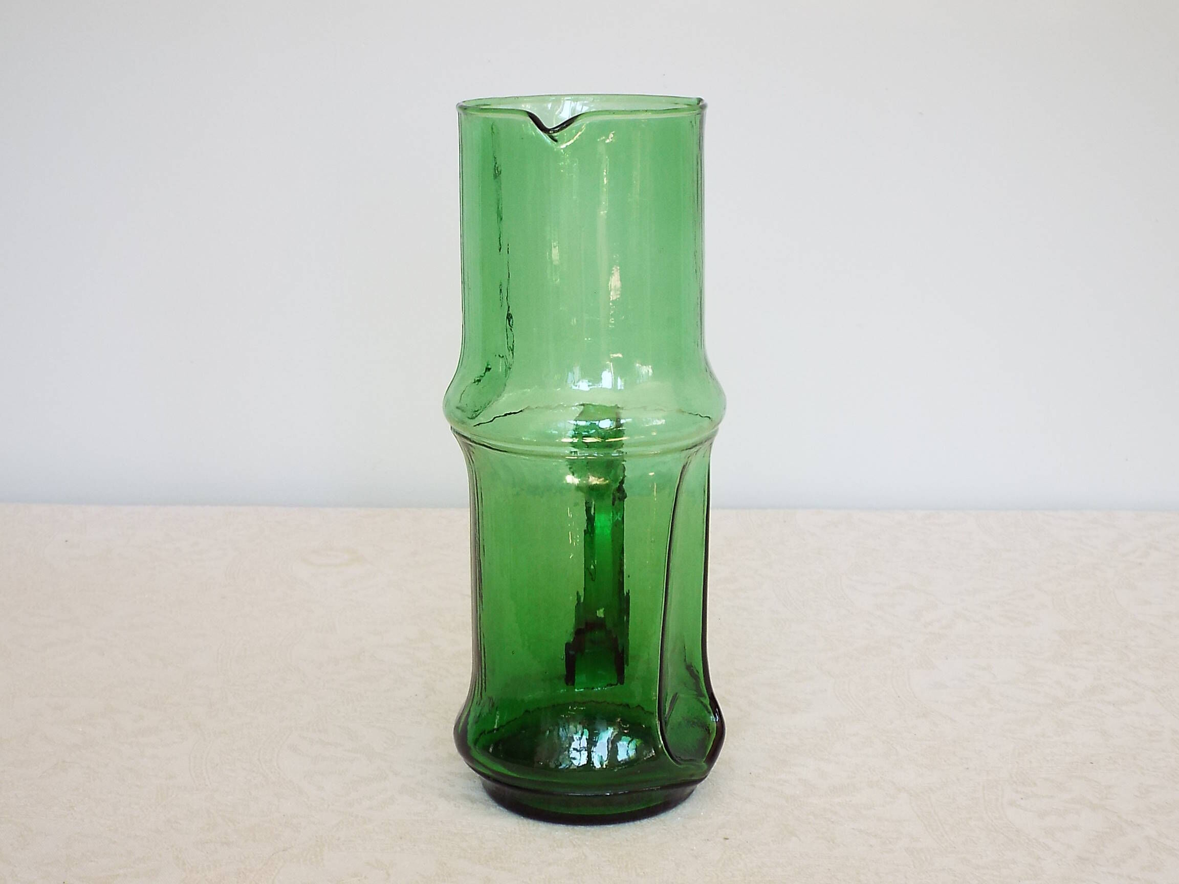 Green glass pitcher