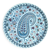 Assiette décorative en faïence de gien motif cahemire/paisley