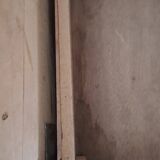 Stained brown wood stool 1940 with locker extra furniture decoration kitchen workshop veranda