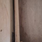 Stained brown wood stool 1940 with locker extra furniture decoration kitchen workshop veranda