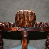 Neo-Renaissance corner armchair in carved walnut