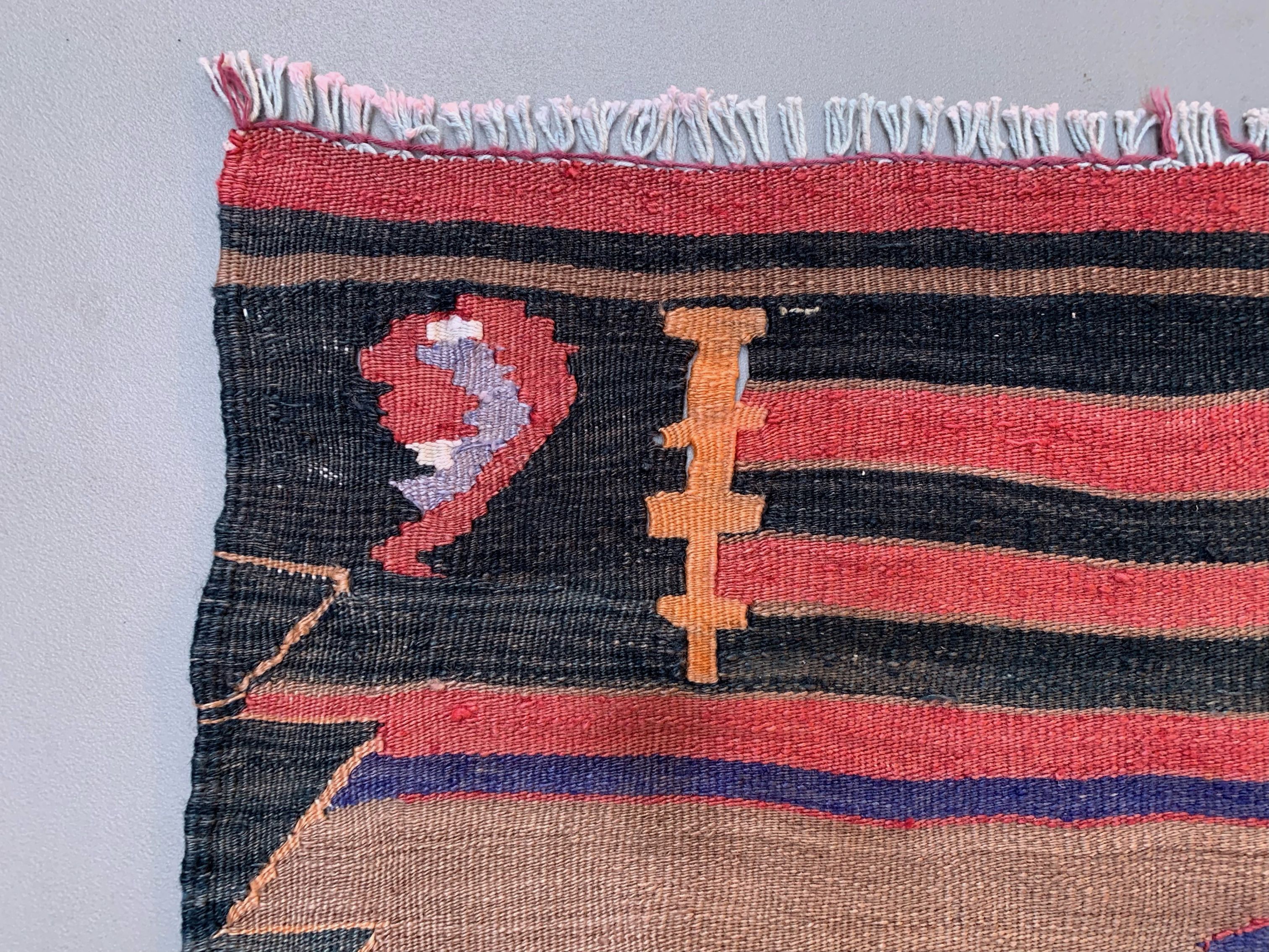 Medium Vintage Turkish Kilim Rug 140x111 cm Wool Kelim
