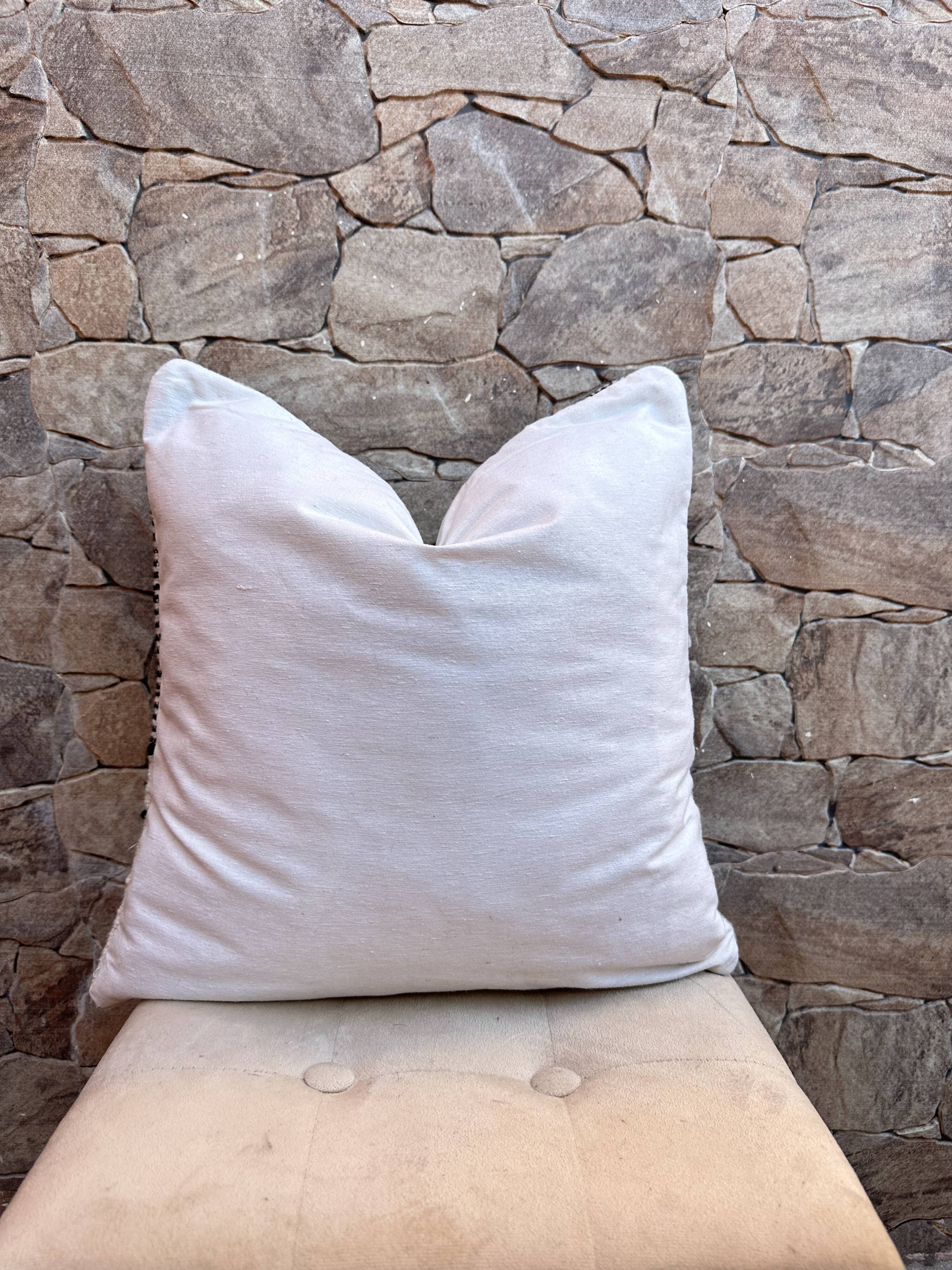 Berber zanafi square cushion cover - handmade - 100% wool and cotton - 45x45cm