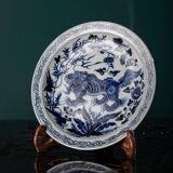 Assiette à motif Pirin en porcelaine bleue et blanche de Style Ming Yongxuan, artisanat classique