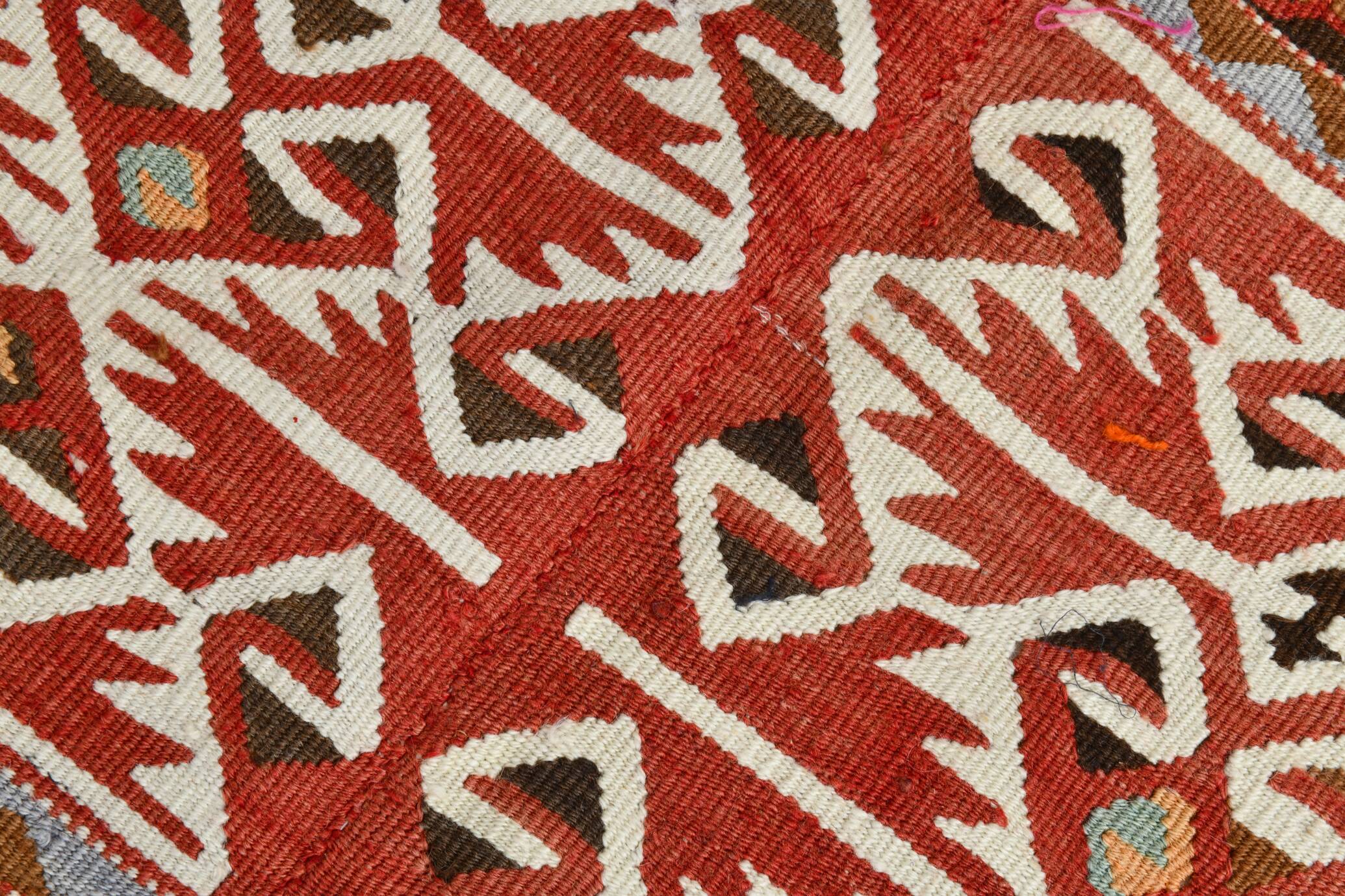 6x14 Kilim Warm Earthy Tons Long Wide Handmade Kilim Rug, 183x416 Cm