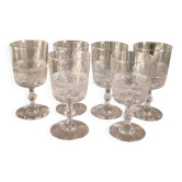 6 Verres à Vin blanc Baccarat - Pointes de Diamant, Vers 1880