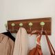 Wall-mounted coat rack with 5 hooks in sage green, stained wood and patinated metal – 50cm
