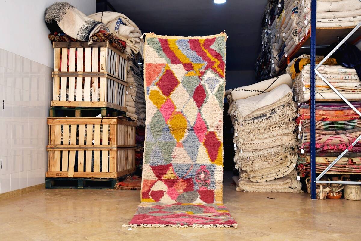 Moroccan Berber carpet hallway Boujaad 303 x 86 cm