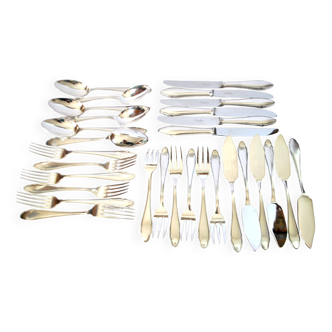 DEETJEN 30-piece modernist cutlery set with scalloped edges