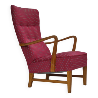 Fauteuil scandinave, très bon état d'origine, bois de frêne.