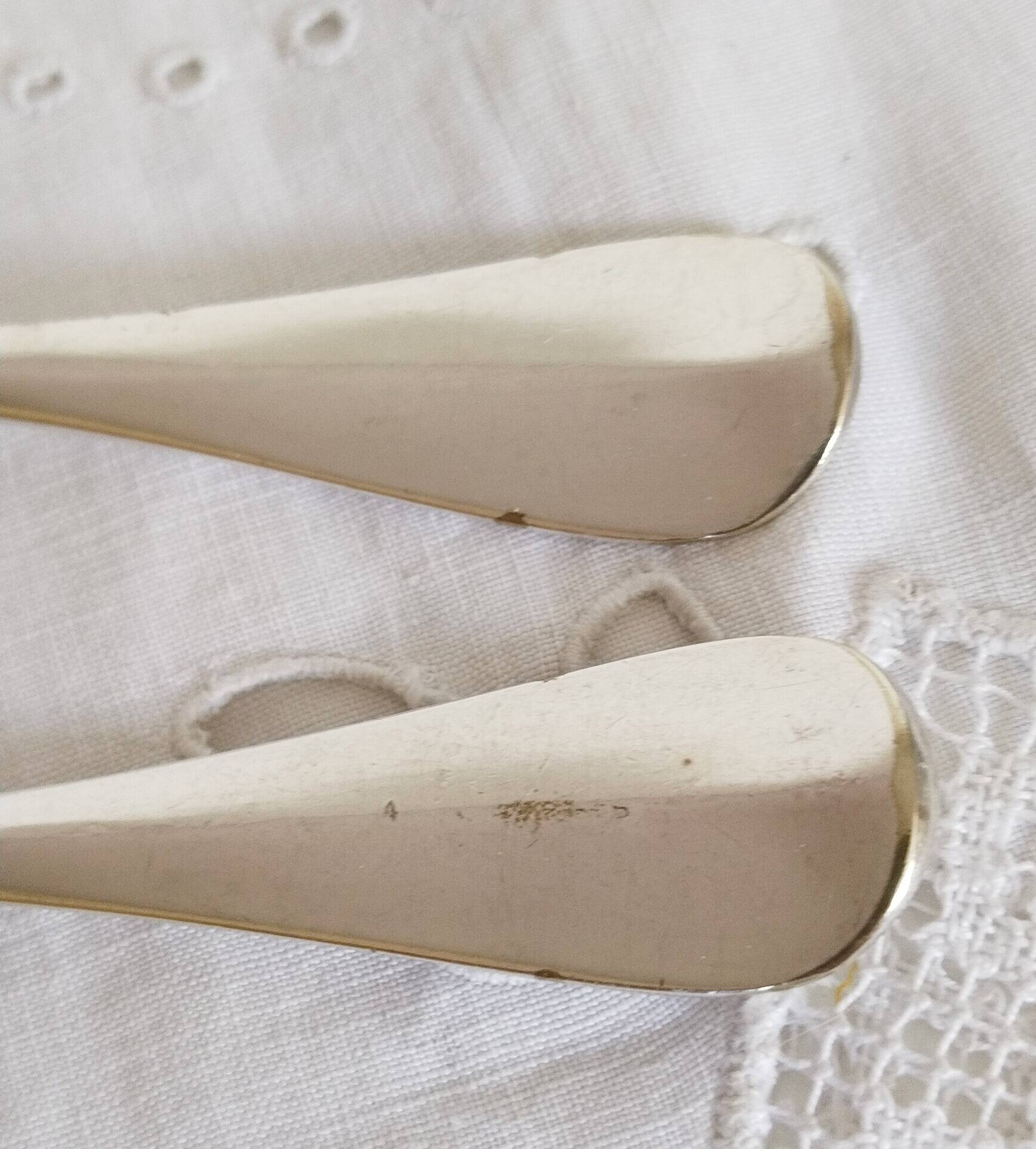 Silver cutlery set, 1 fork and 1 spoon, J Casses et Cie