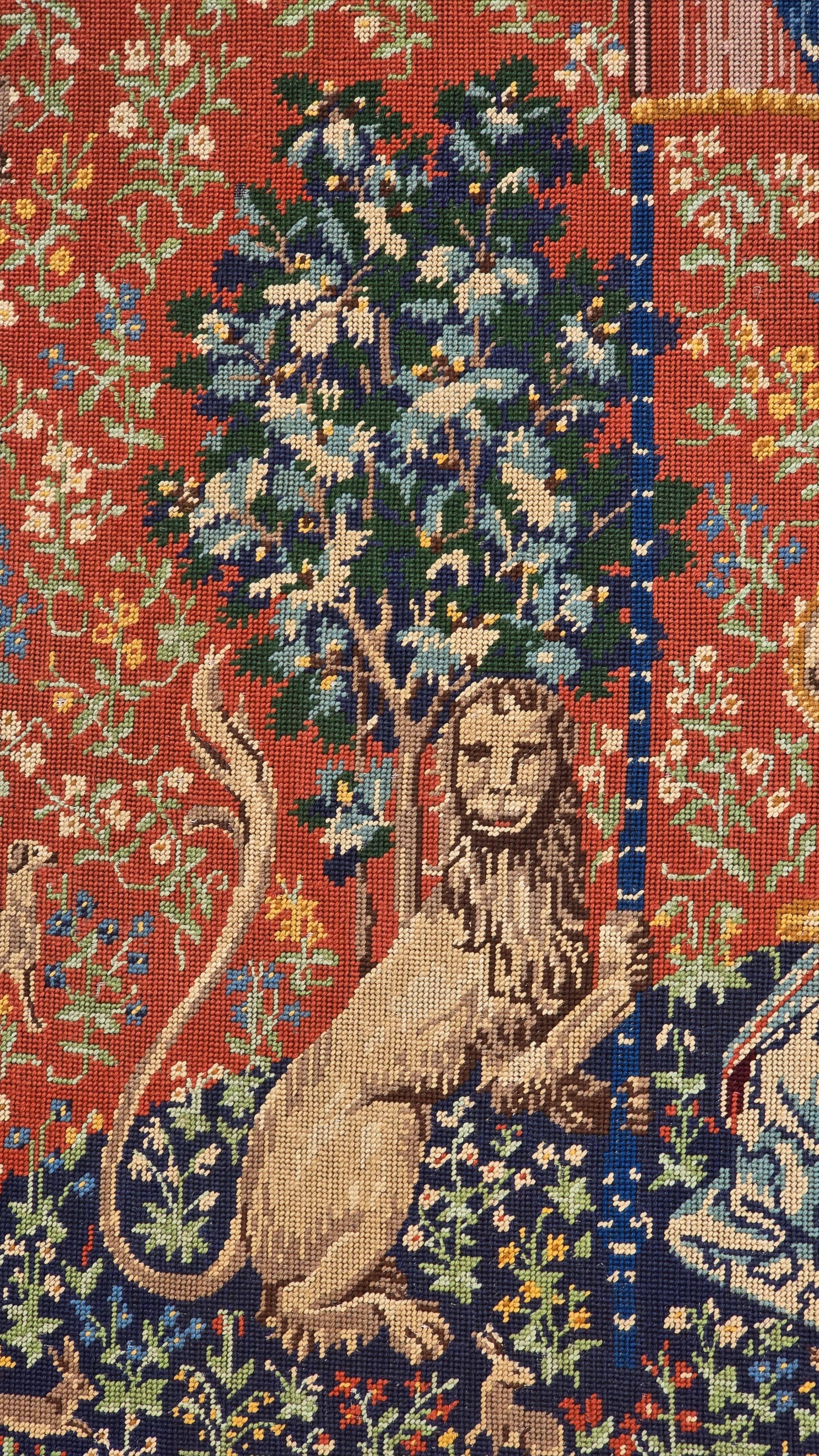 Tapisserie au point de croix vintage « La Dame à la Licorne », reproduction médiévale