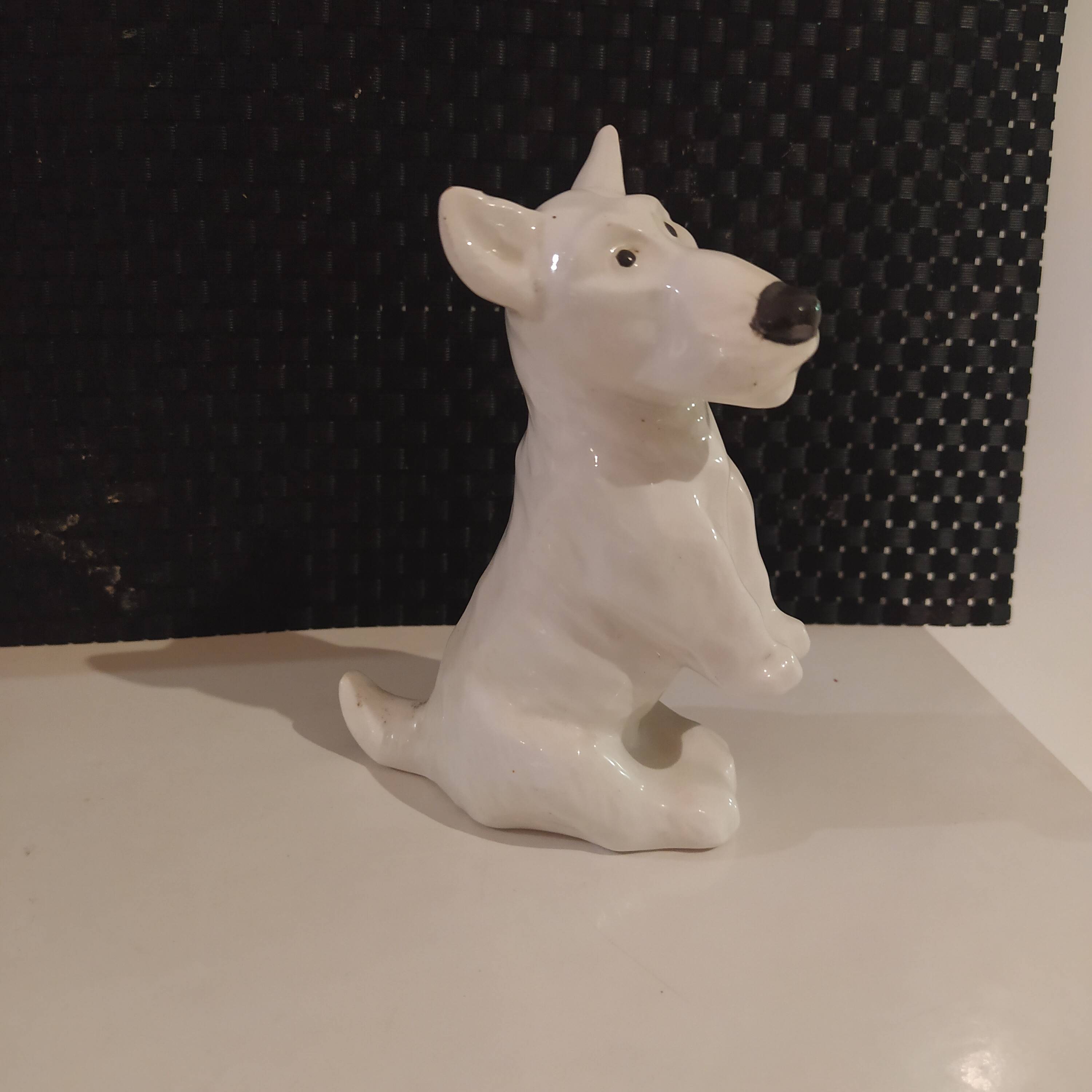 small ceramic fox terrier dog Sargemines 1930/1940