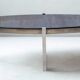 table basse  seventies ovale chrome et verre fumé