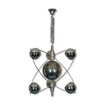 Goffredo Reggiani, satellite chrome chandelier from 60s