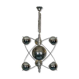 Goffredo Reggiani, satellite chrome chandelier from 60s