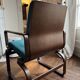 Fauteil scandinave bois courbé / suede turquoise