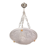 Art Deco Top Quality Pendant Light Floral decorations, Signed Degué