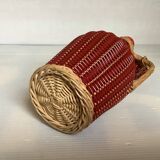 Petite bouteille décorative osier rouge bordeaux