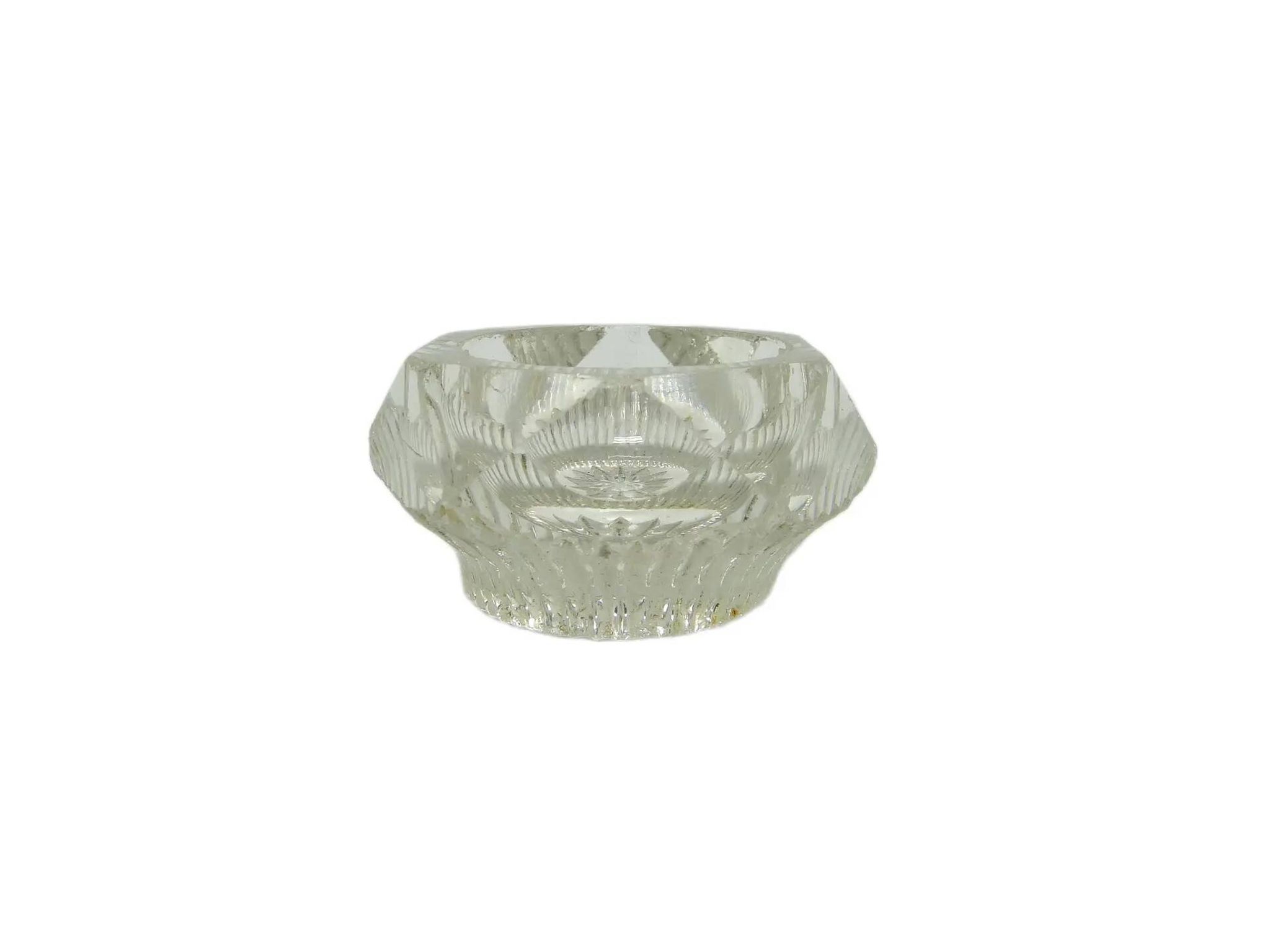 Salt cellar, Art Deco, transparent glass, Ząbkowice, Poland, 1930s.