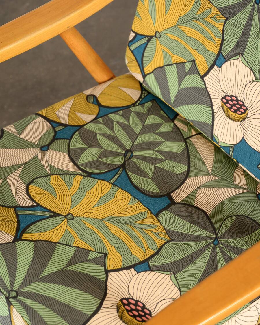 Boomerang armchair Thévenon fabric