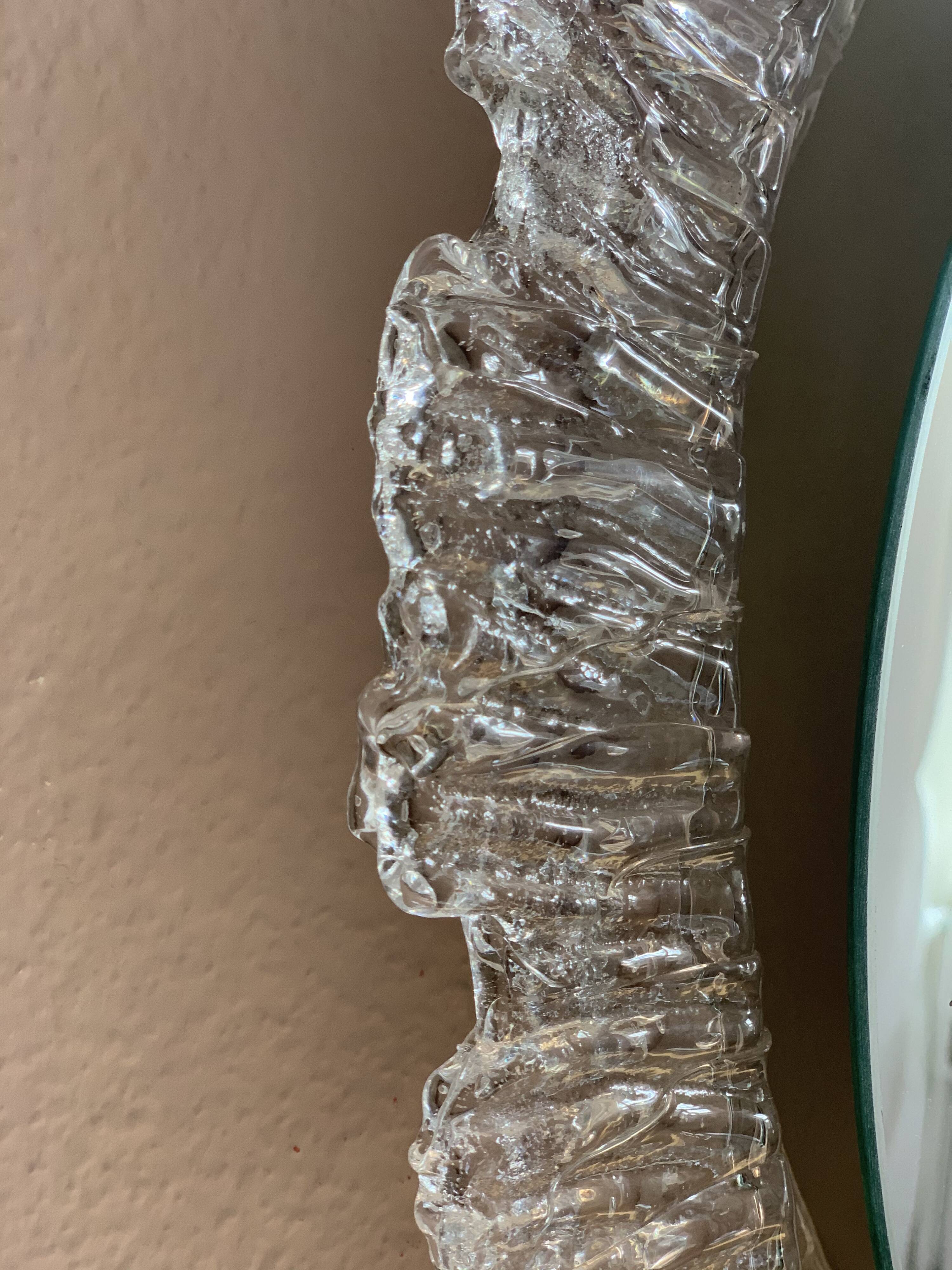 Ice glass acrylic mirror with lighting 1960s