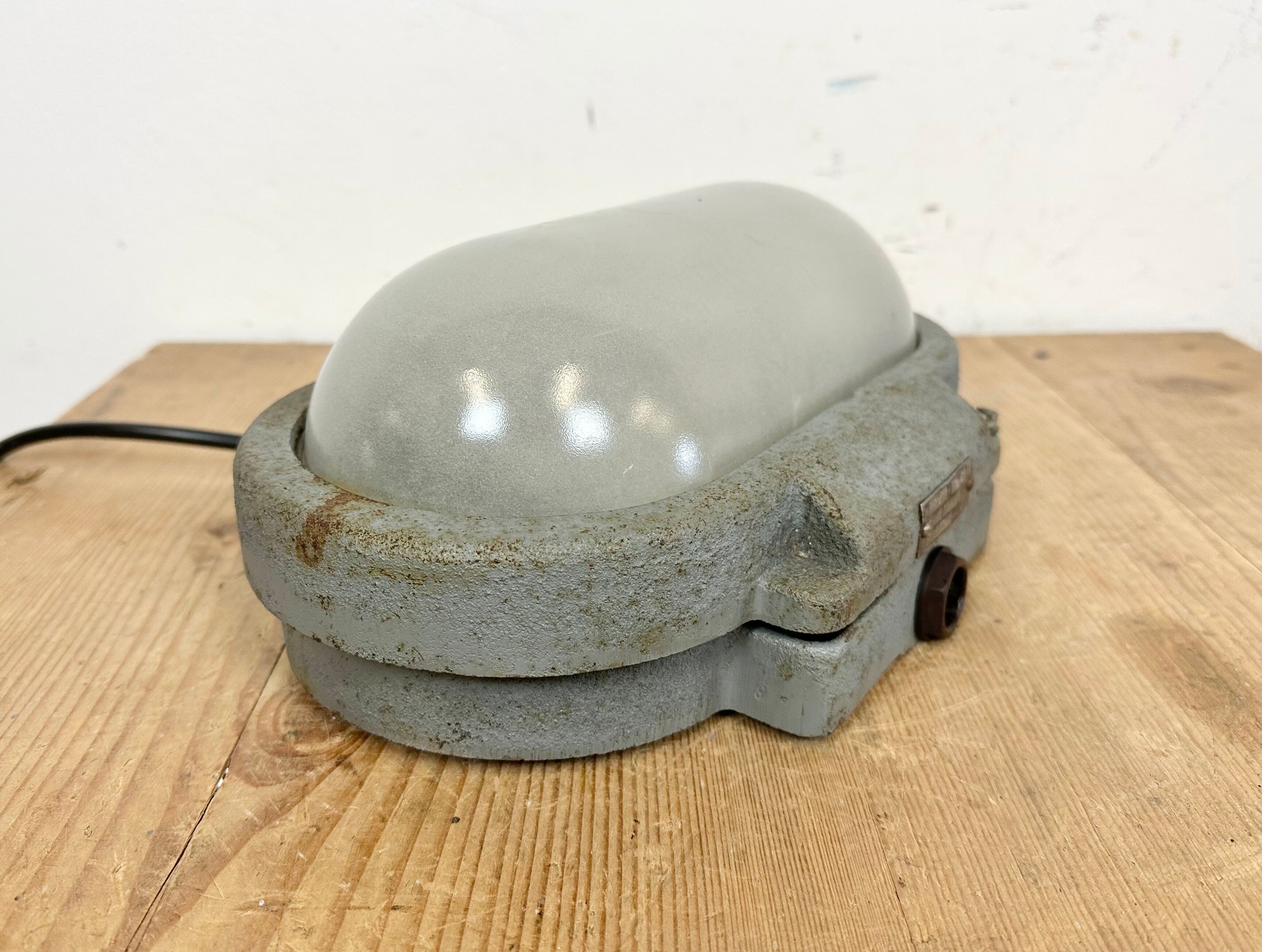 Grey Industrial Cast Iron Wall Light from Elektrosvit, 1960s