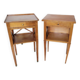 Pair of bedside tables with cherry wood lattices
