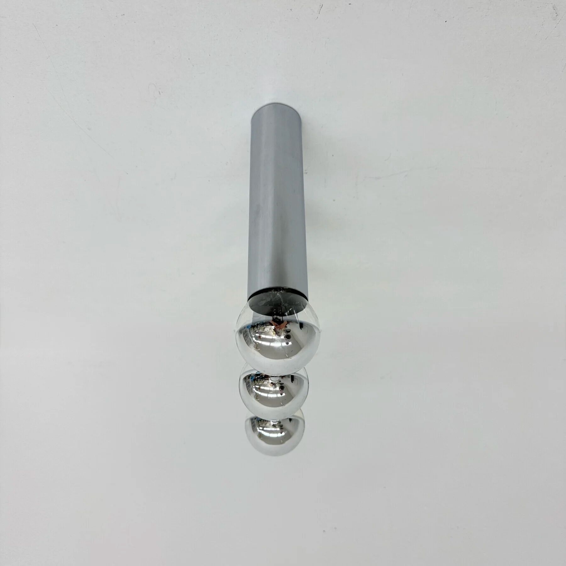 Set of 3 minimalist chrome tube ceiling / wall lamps, 1970s
