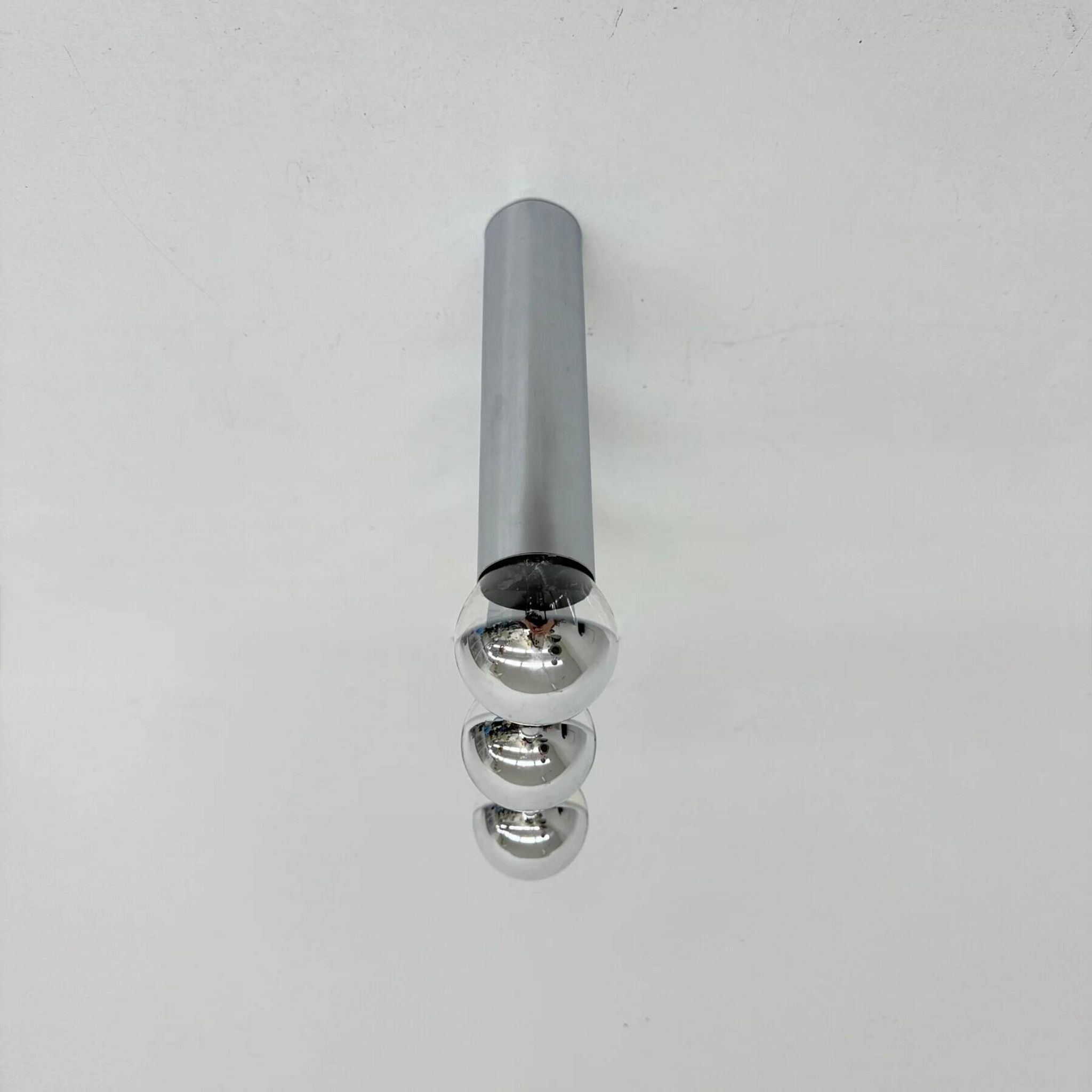Set of 3 minimalist chrome tube ceiling / wall lamps, 1970s
