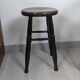 Old turned wooden bistro stool – dark brown patina
