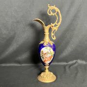 Royal blue porcelain ewer signed early 20th century