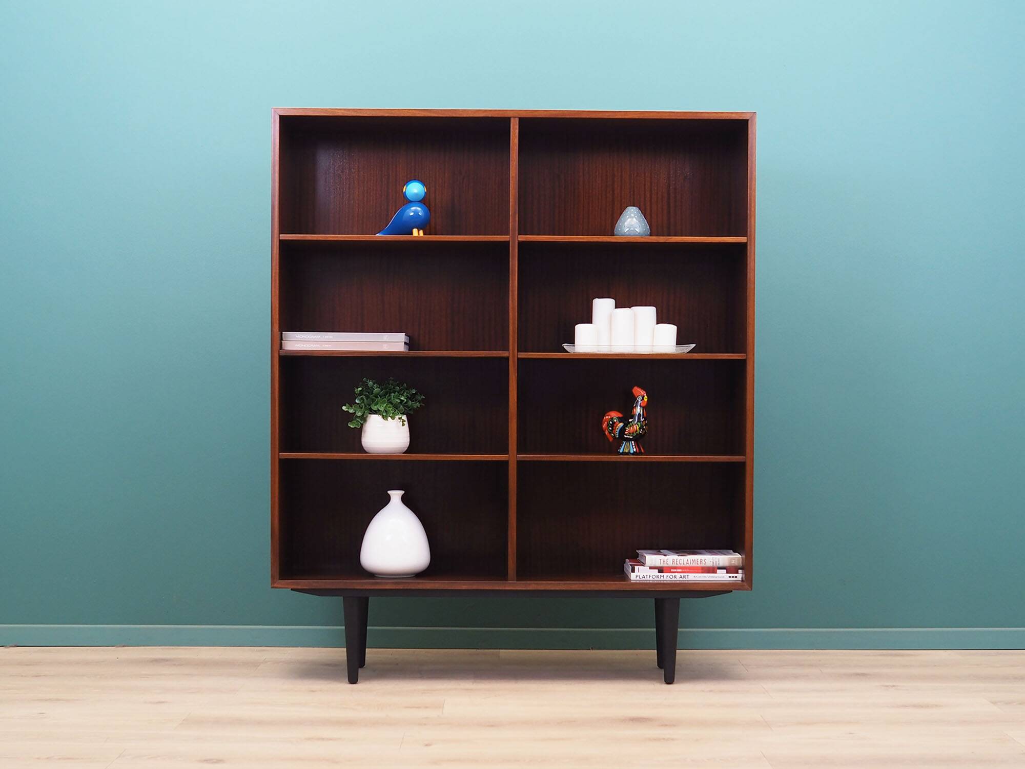 Mahogany bookshelf, Danish design, 1970s, produced by Omann Jun.