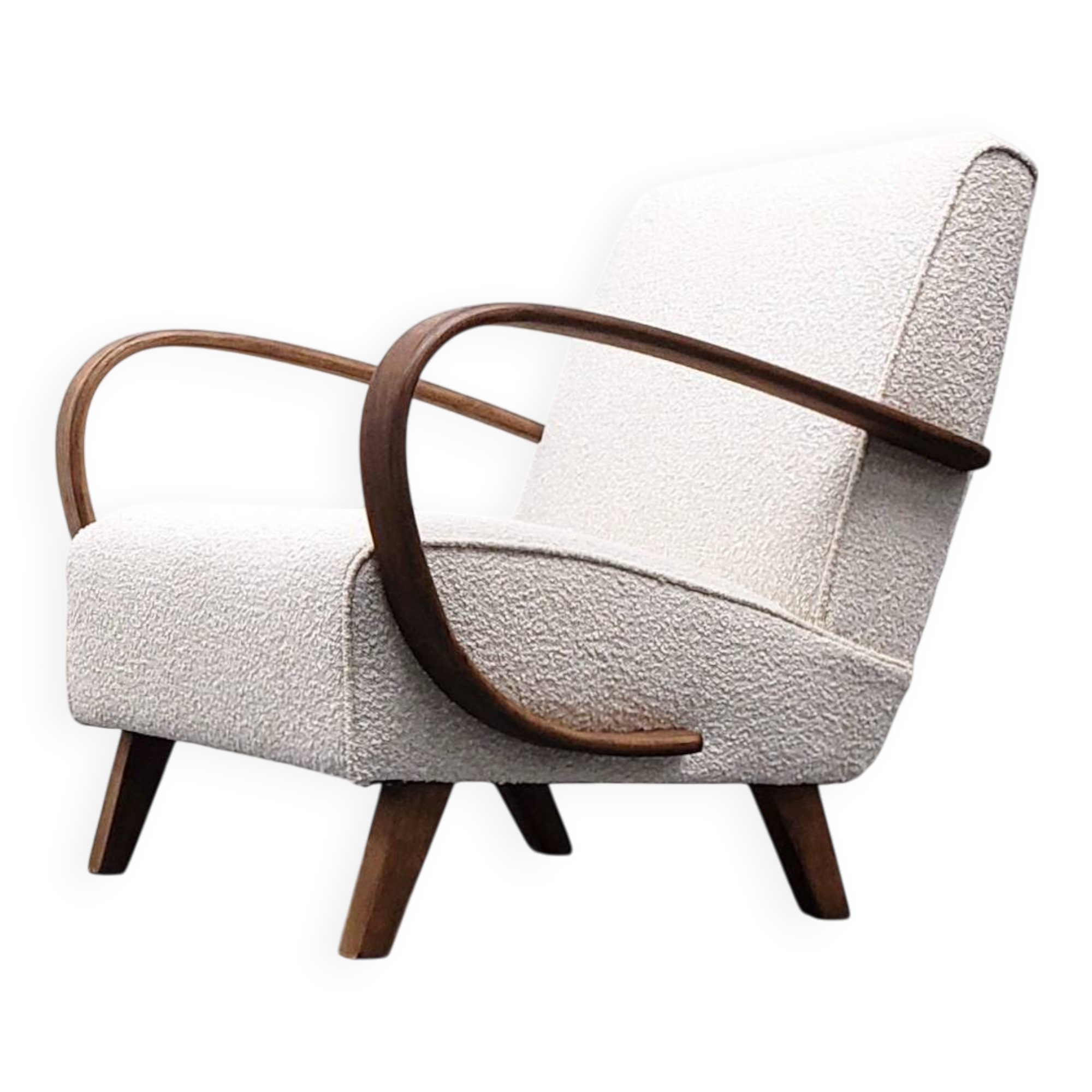 1930 Jindrich Halabala Bentwood Armchair in Ivory Premium Buckle