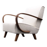 1930 Jindrich Halabala Bentwood Armchair in Ivory Premium Boucle