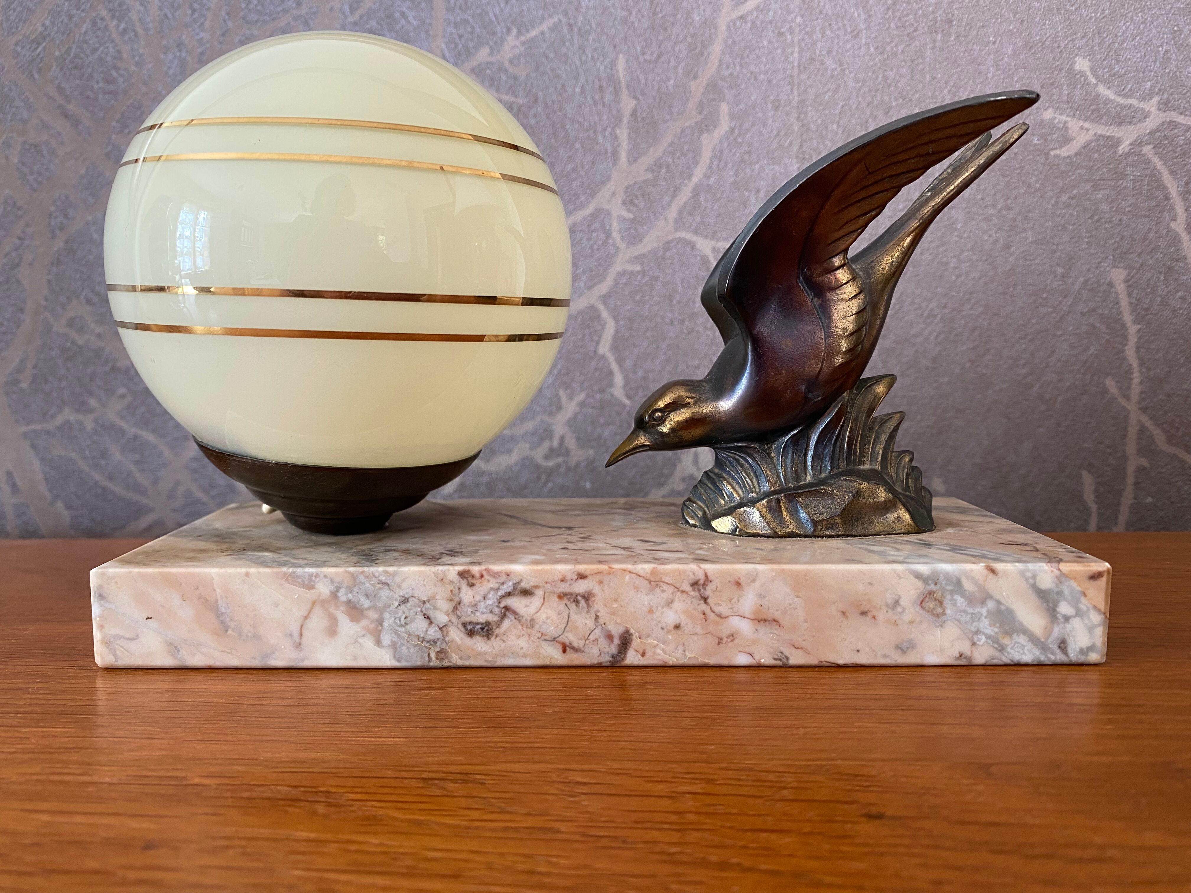 Vintage bird art deco lamp