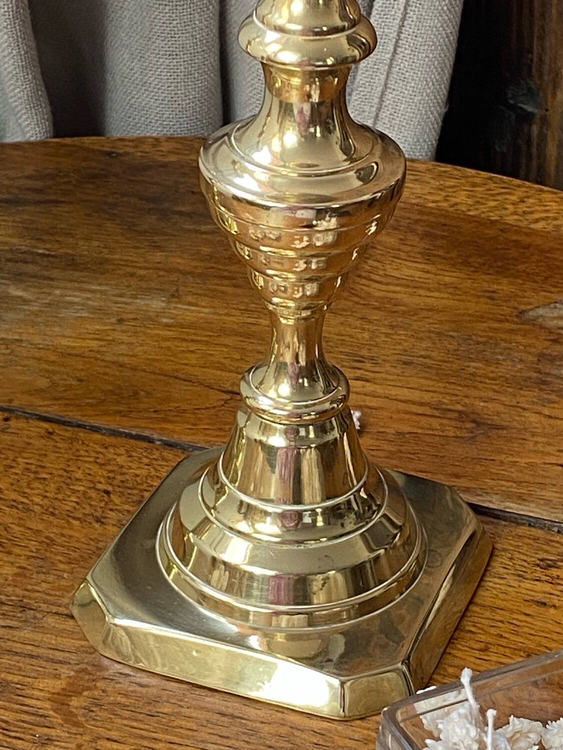 Pair of solid brass candlesticks, Georgian style
