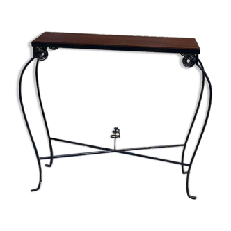 Console fer forgé et bois