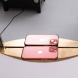 Post Modern Full-Length Wall Mirror in Gold Wood and Metal, 1980s Italy