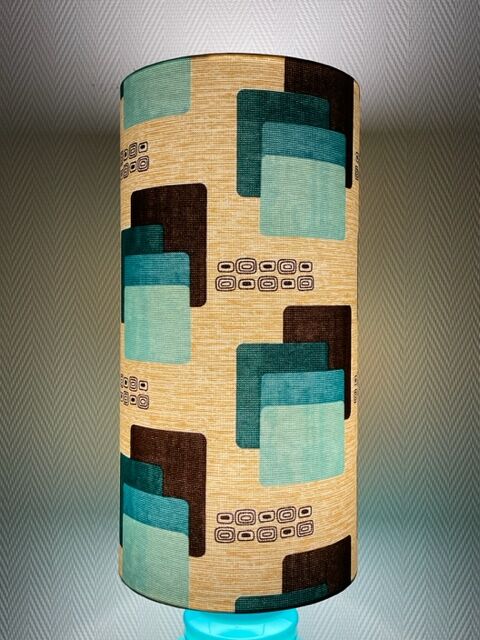 Blue opaline table lamp and vintage Maori fabric