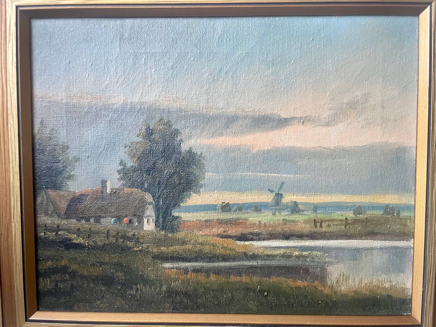 Vintage Landscape oil on canvas With Wooden frame