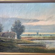 Vintage Landscape oil on canvas With Wooden frame